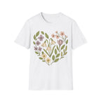 Spring Botanical Flowers Heart Graphic T-Shirt