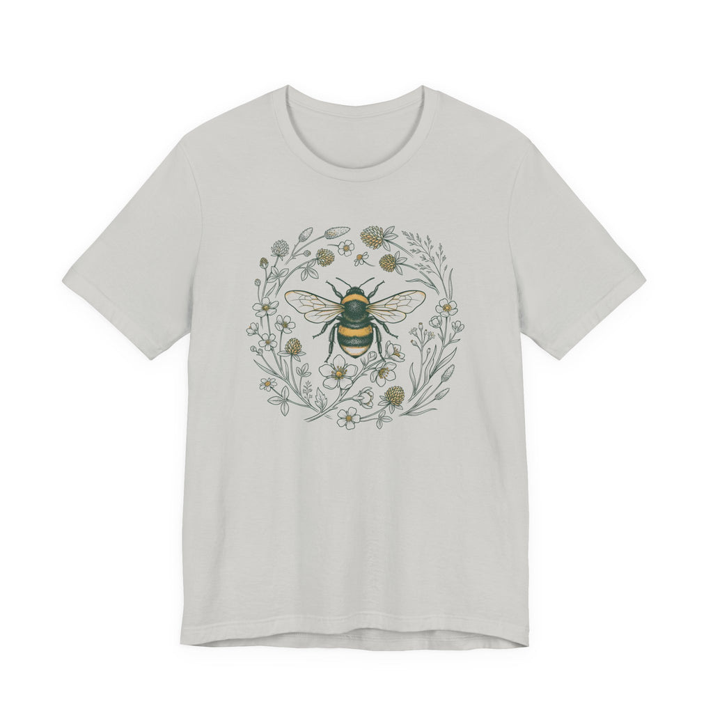 Botanical Bee Wildflower Tee | Vintage Naturalist Illustration Bumblebee T-Shirt