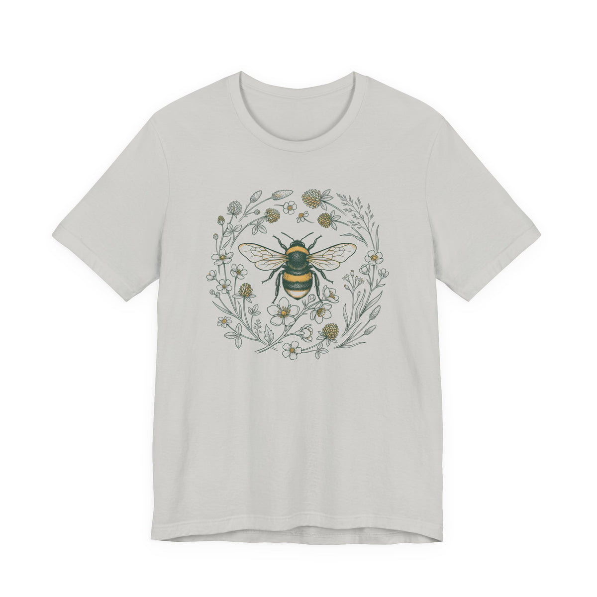 Botanical Bee Wildflower Tee | Vintage Naturalist Illustration Bumblebee T-Shirt