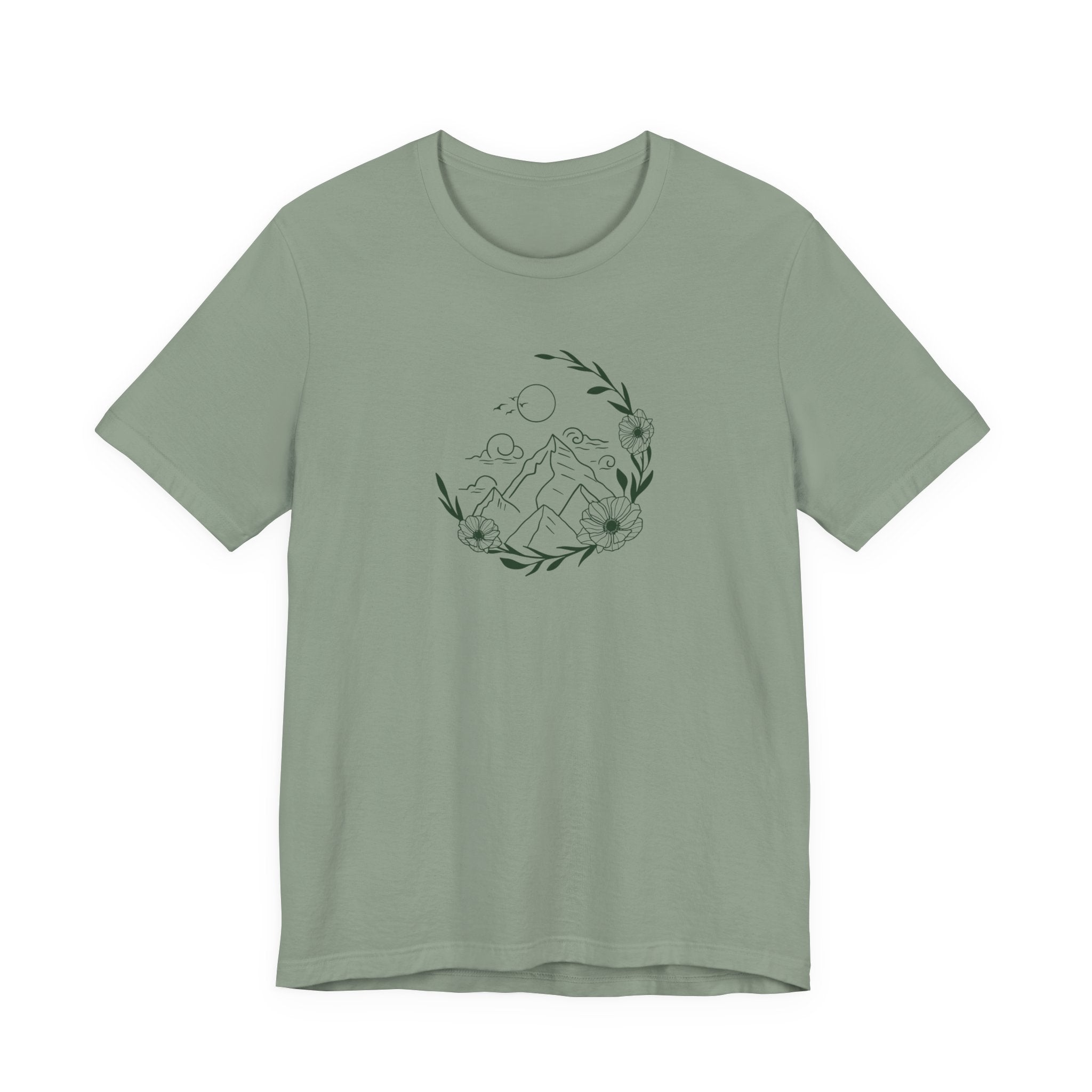 Mountain Wreath Tee | Botanical Landscape Shirt
