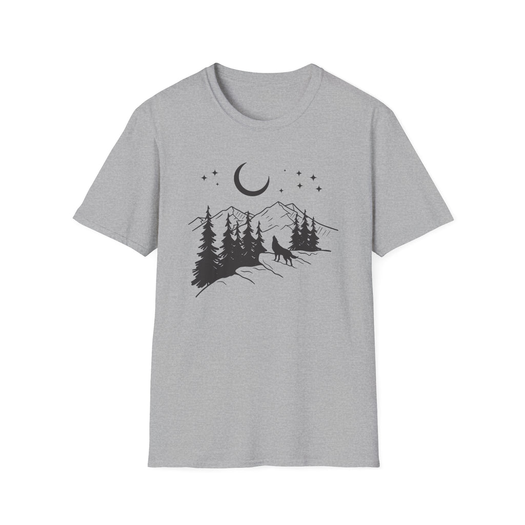 Midnight Wolf Calls to the Moon Graphic T-Shirt
