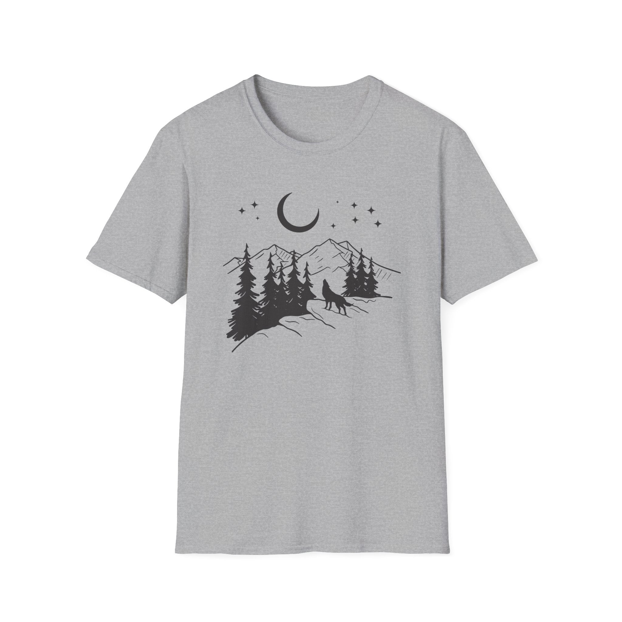 Midnight Wolf Calls to the Moon Graphic T-Shirt