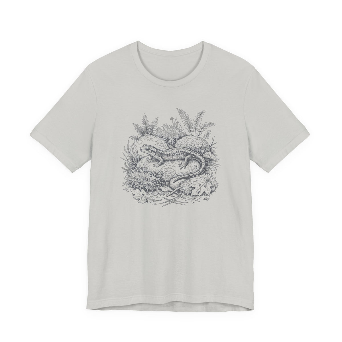 Botanical Salamander Tee on Mossy Rock | Vintage Naturalist Nature Illustration T-Shirt