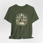 Ask Me About My Sit Spot T-Shirt | Nature Tree Stump Logo