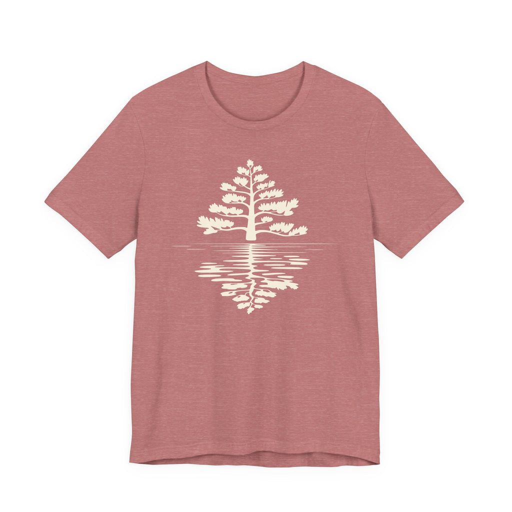 Pine Tree Reflection Tee | Minimal Nature Graphic T-Shirt