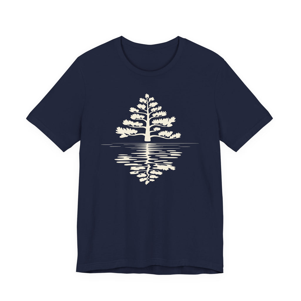 Pine Tree Reflection Tee | Minimal Nature Graphic T-Shirt