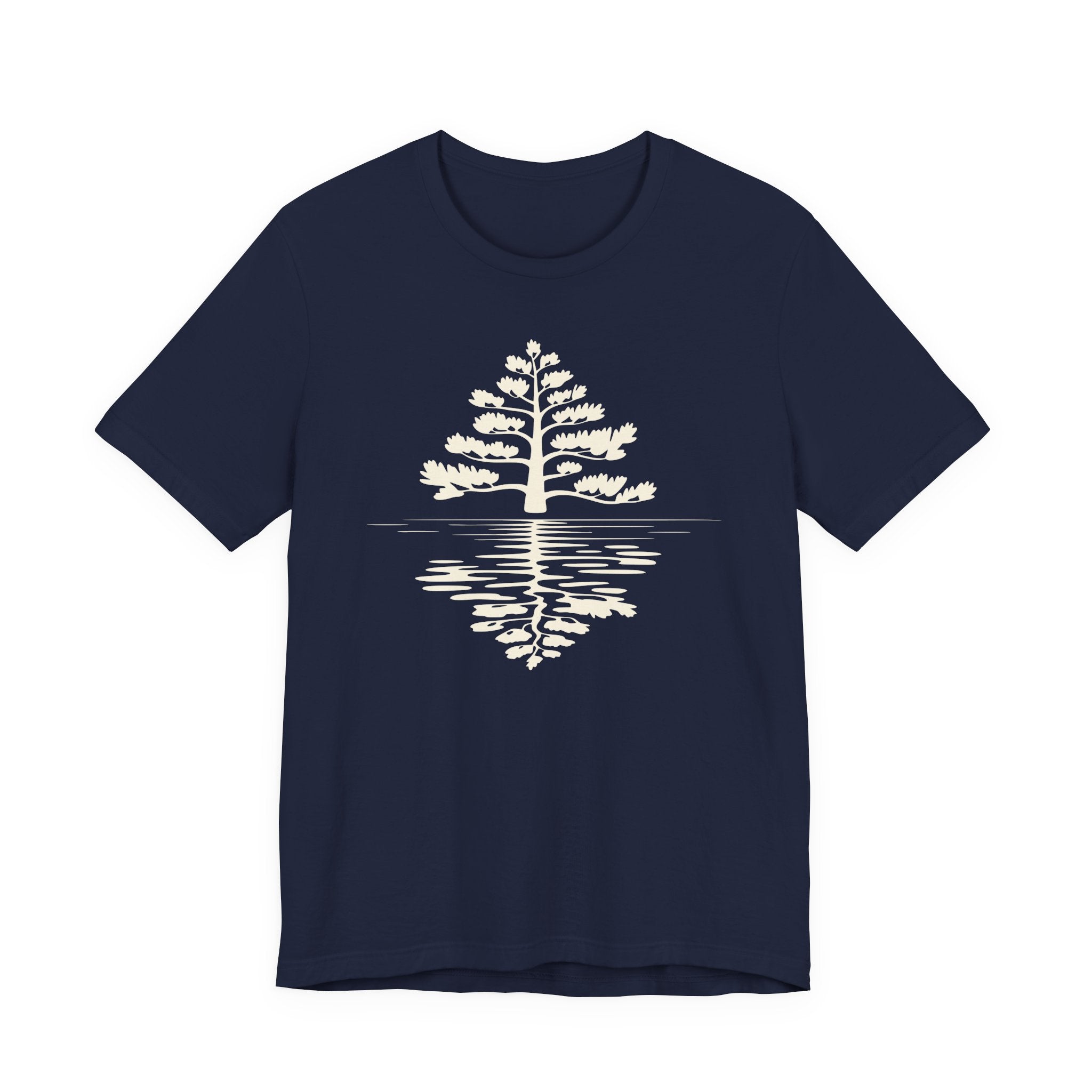Pine Tree Reflection Tee | Minimal Nature Graphic T-Shirt