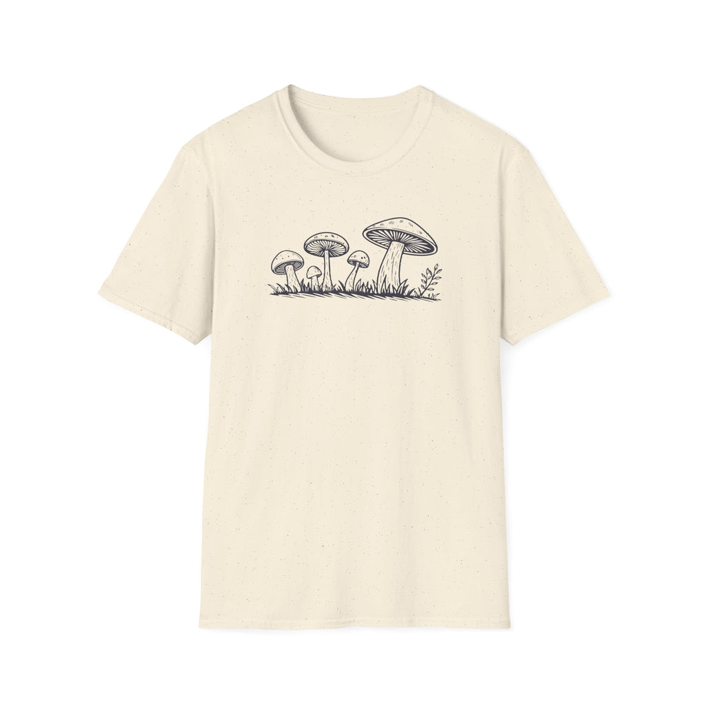 Woodland Mushroom Linocut Style Graphic T-Shirt