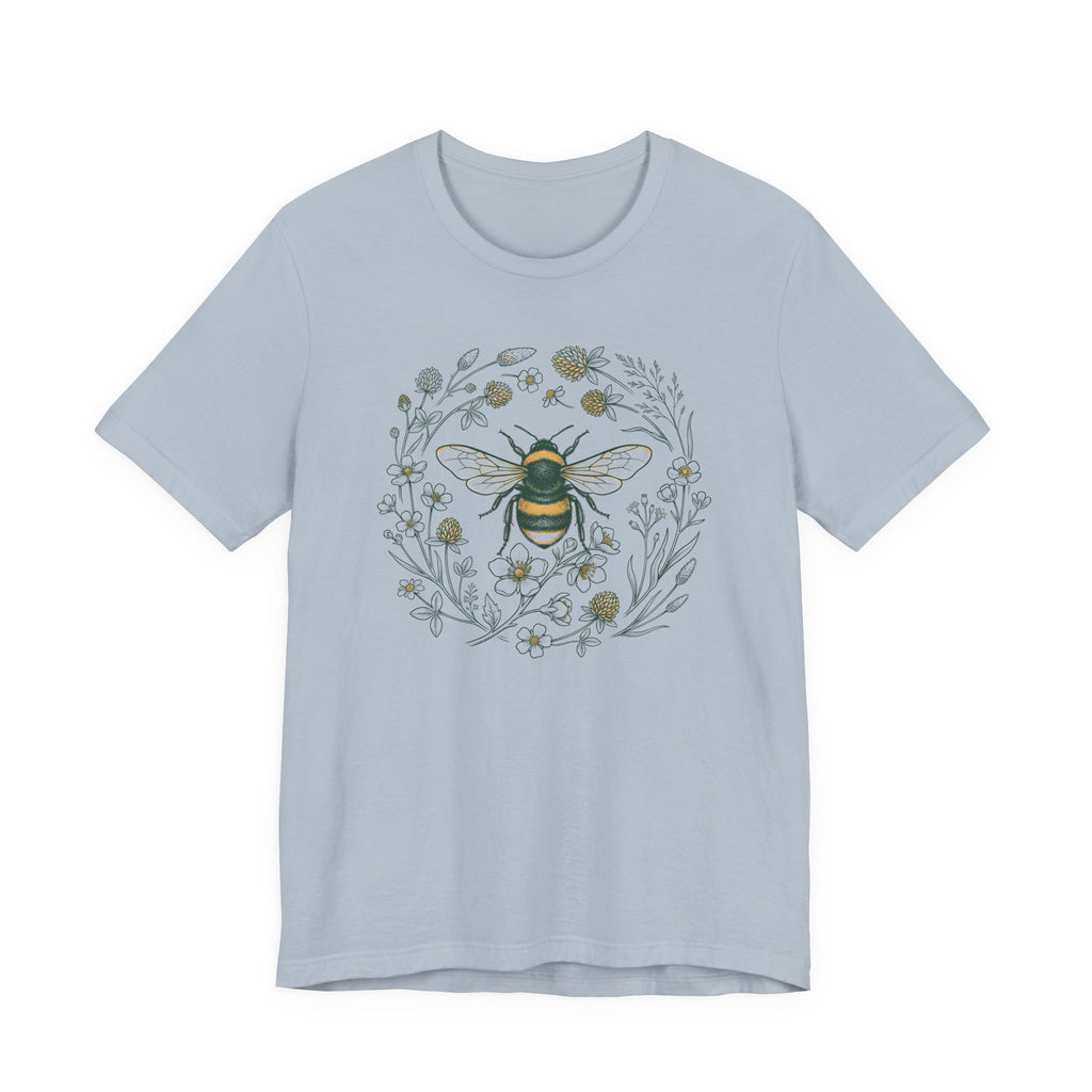 Botanical Bee Wildflower Tee | Vintage Naturalist Illustration Bumblebee T-Shirt