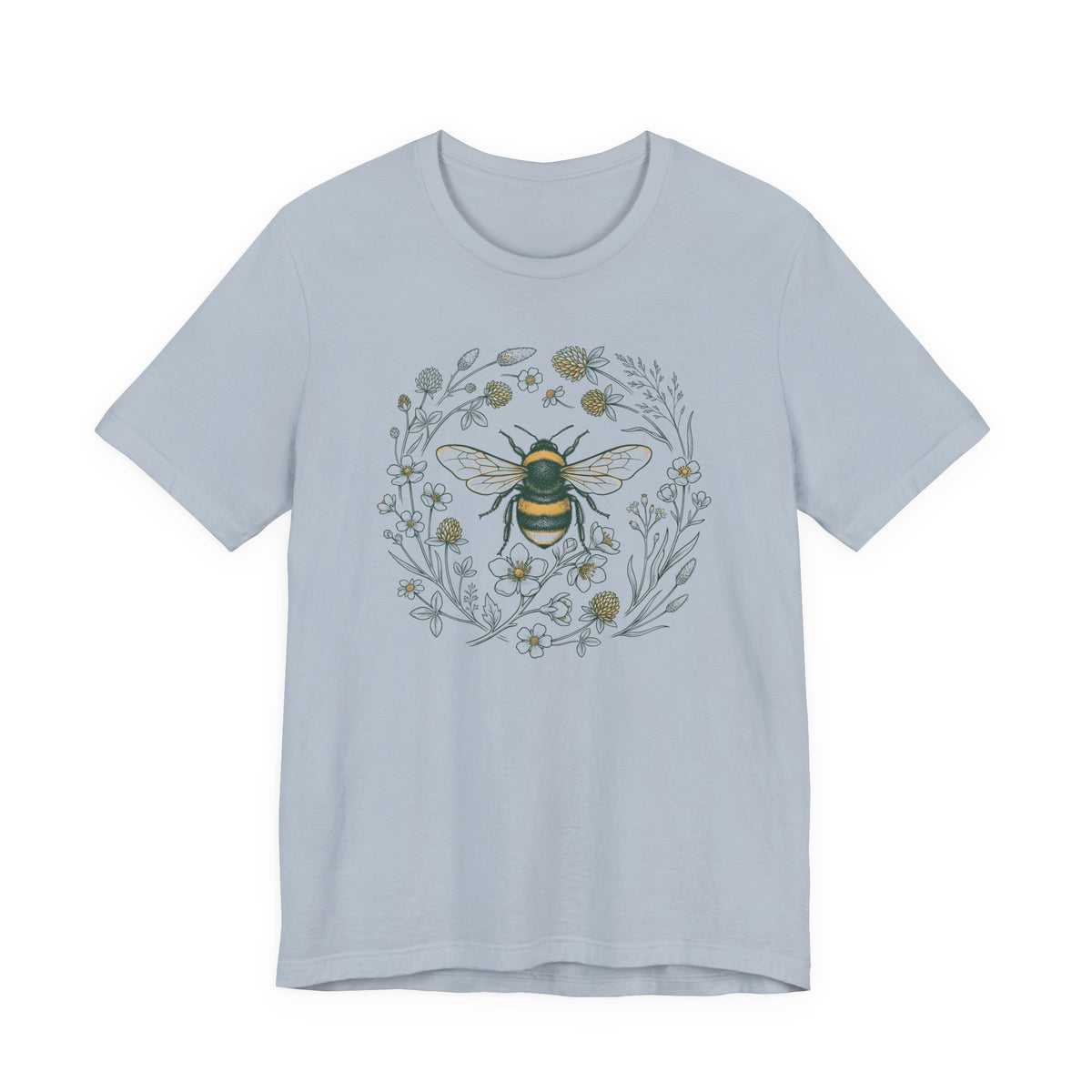 Botanical Bee Wildflower Tee | Vintage Naturalist Illustration Bumblebee T-Shirt