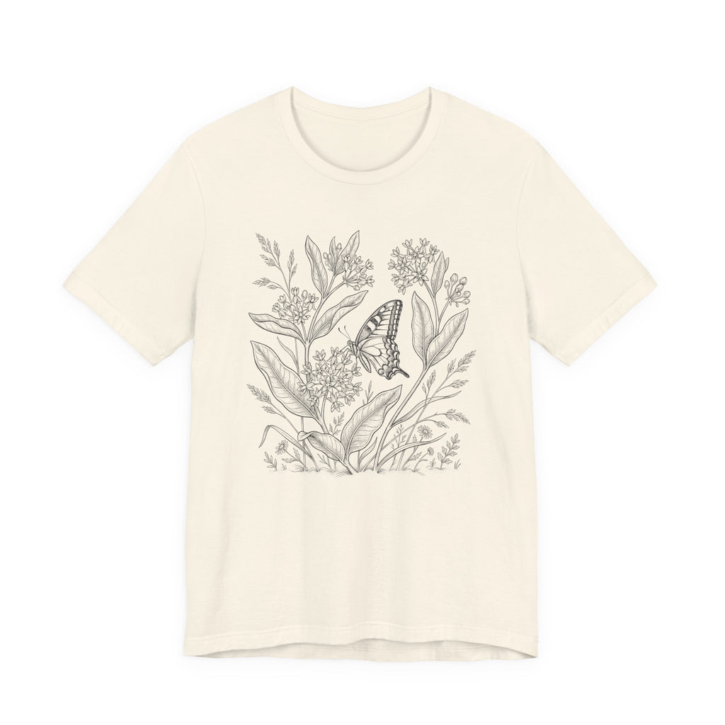 Botanical Monarch & Milkweed Tee | Meadow Butterfly T-Shirt
