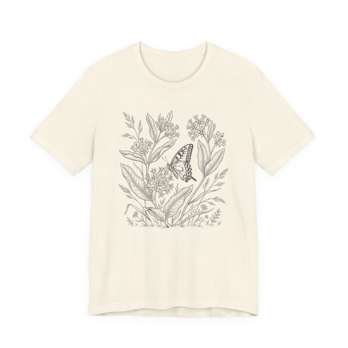 Botanical Monarch & Milkweed Tee | Meadow Butterfly T-Shirt