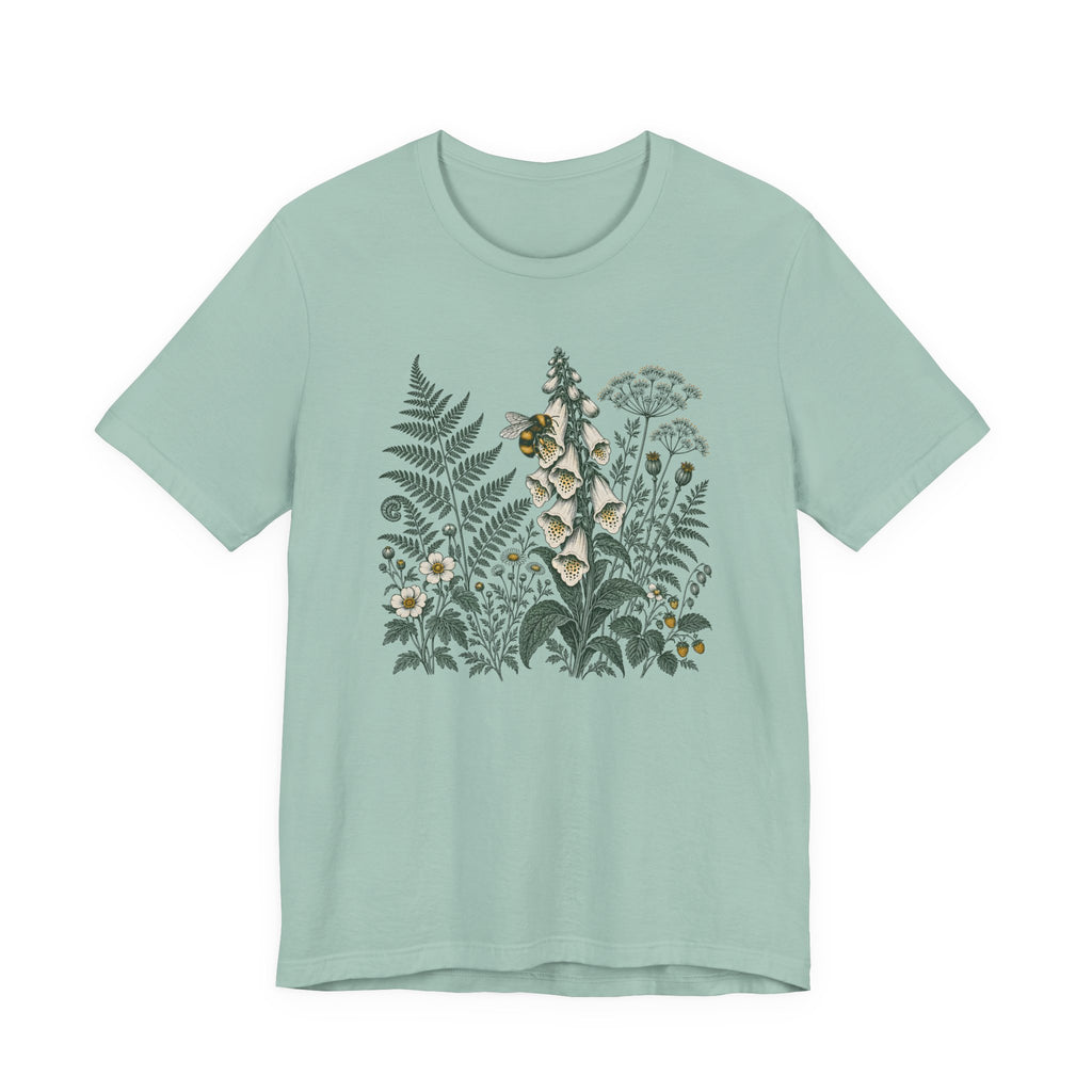 Botanical Fern & Foxglove Tee | Vintage Wildflower Nature T-Shirt