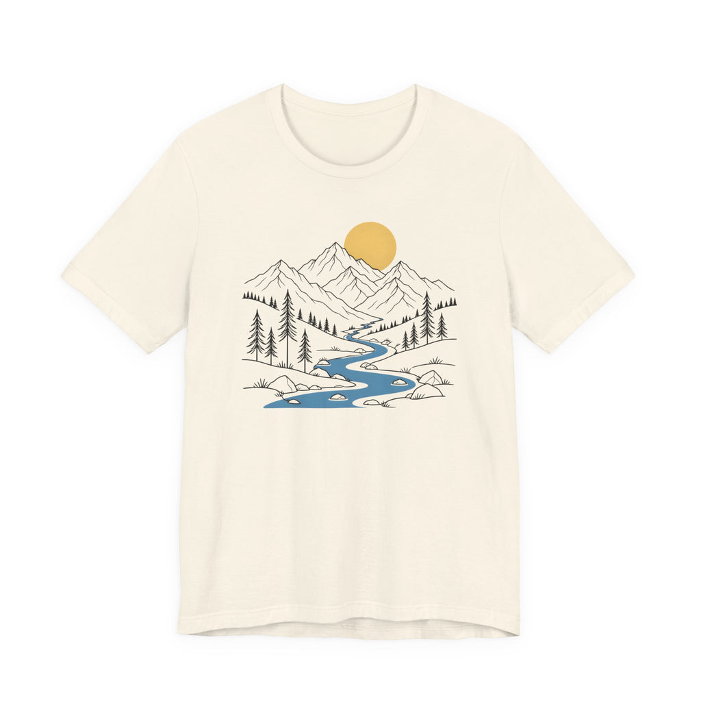 Mountain River Graphic Tee | Sunset Scenic Nature T-Shirt