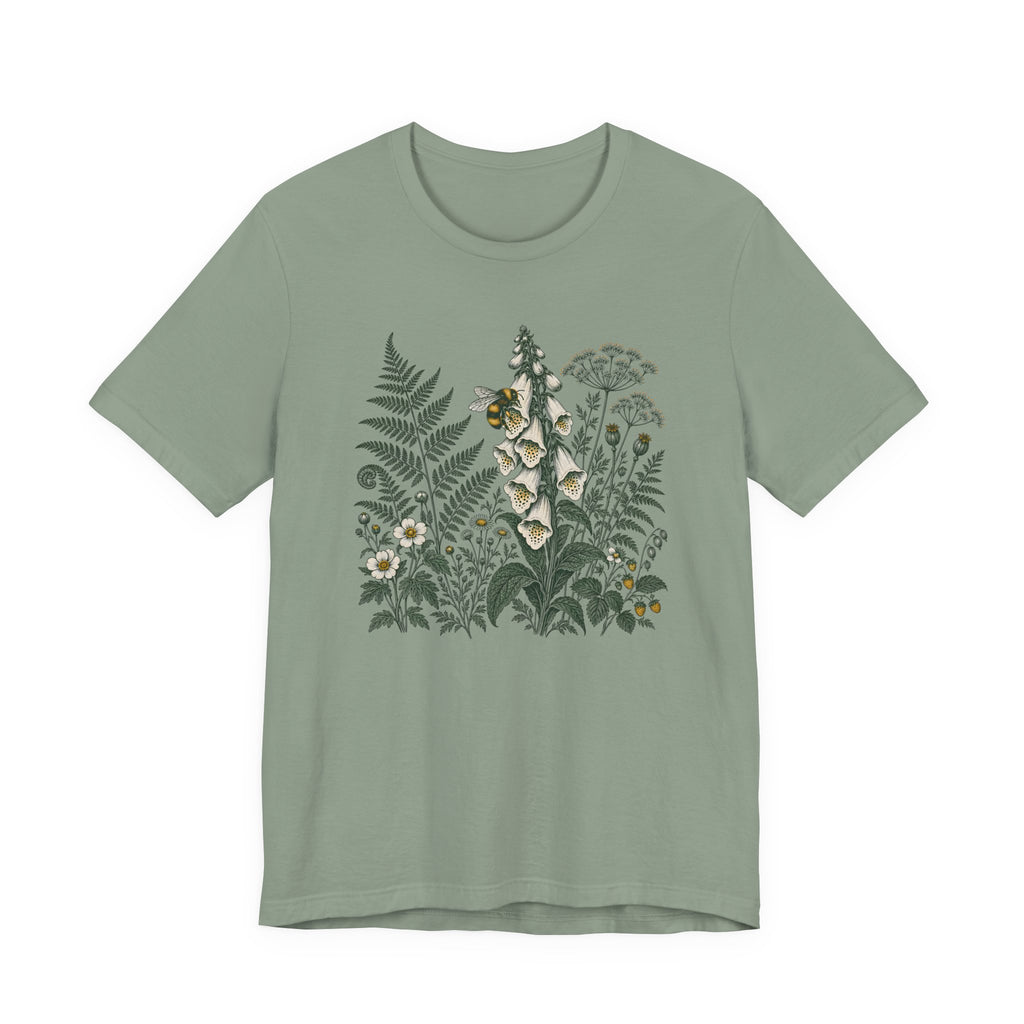Botanical Fern & Foxglove Tee | Vintage Wildflower Nature T-Shirt