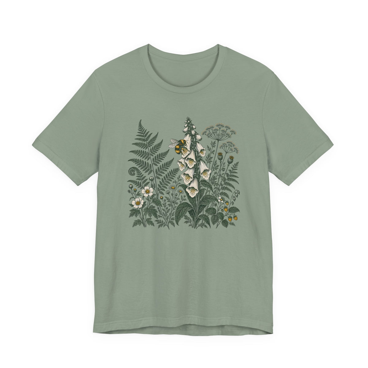 Botanical Fern & Foxglove Tee | Vintage Wildflower Nature T-Shirt