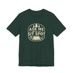 Ask Me About My Sit Spot T-Shirt | Nature Tree Stump Logo