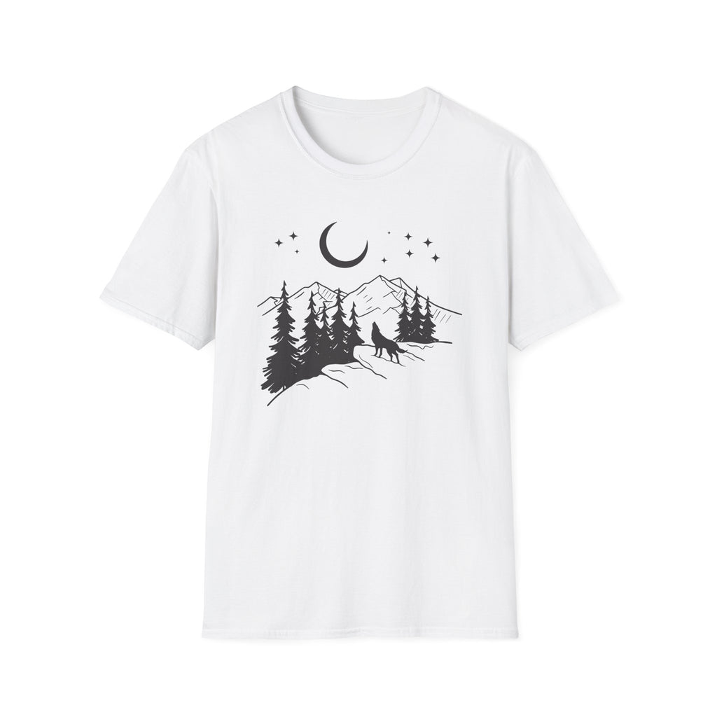Midnight Wolf Calls to the Moon Graphic T-Shirt