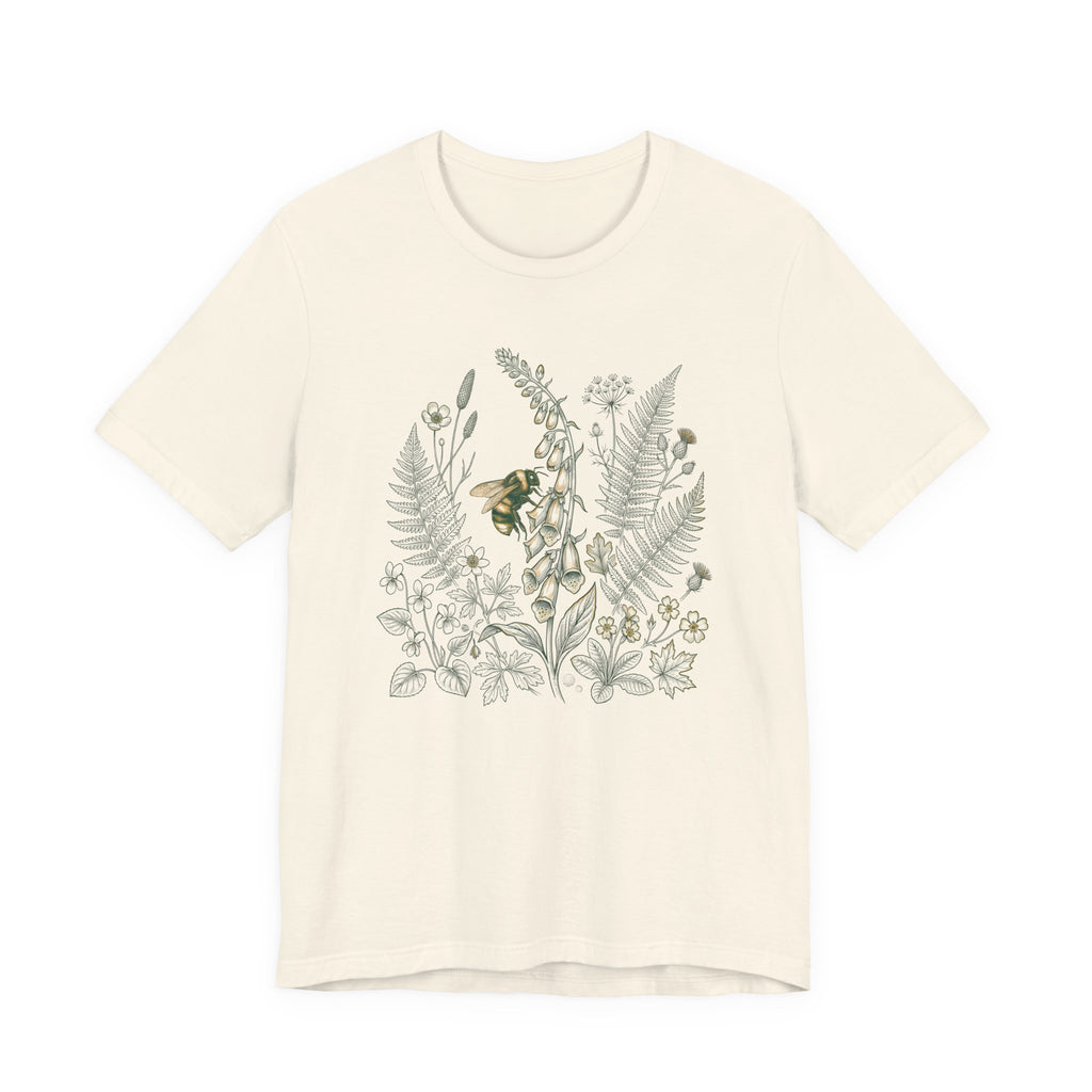 Foxglove Fern & Bee Tee | Floral Nature Graphic T-Shirt
