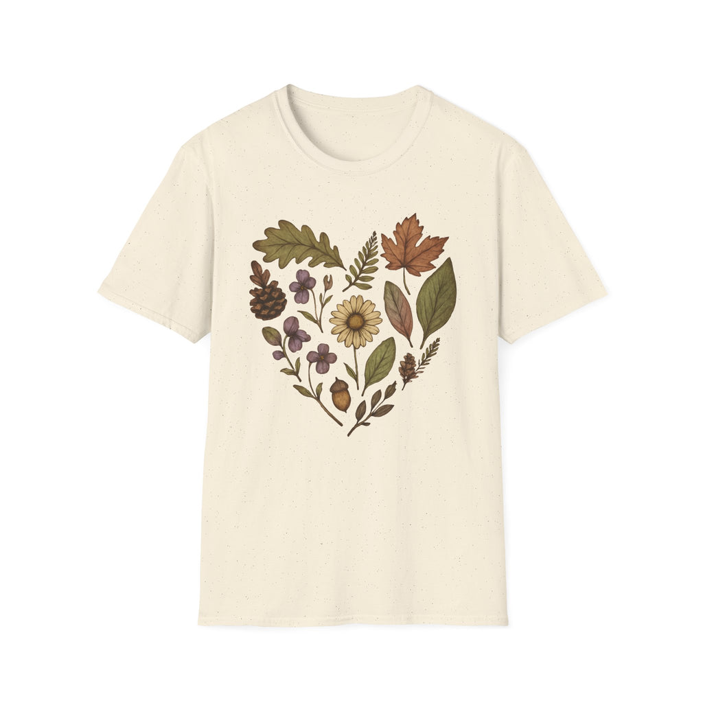Autumn Muted Botanical Heart Graphic T-Shirt