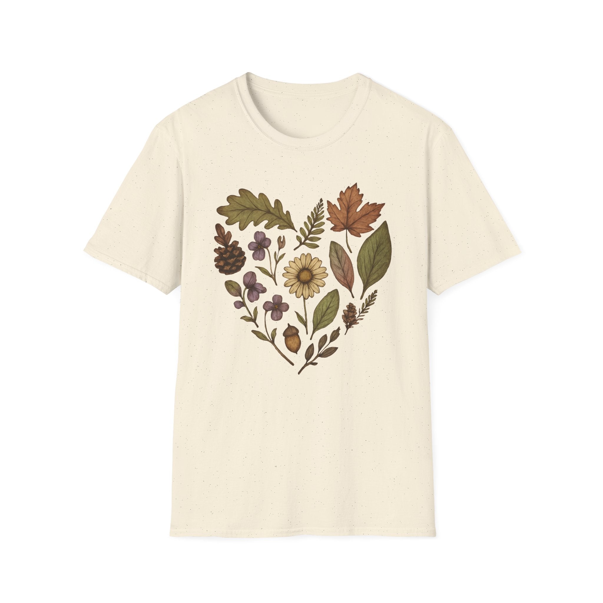 Autumn Muted Botanical Heart Graphic T-Shirt