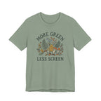 More Green Less Screen Tee | Woodland Folk Art Shirt