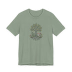 Tree and Roots T-Shirt with Mushroom Fern and Flowers | Woodland Folk Art Shirt