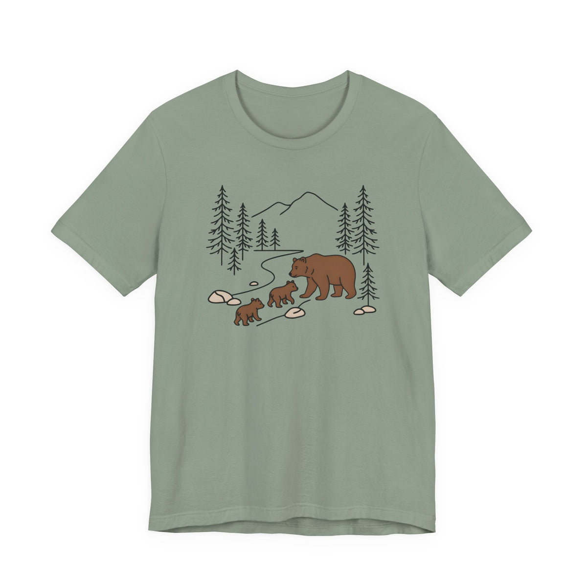 Bear Family Forest Tee | Mama Bear & Cubs Graphic T-Shirt