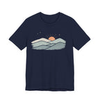 Minimal Sunrise Mountain Illustration Tee | Retro Nature Landscape Shirt