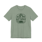 Ask Me About My Sit Spot T-Shirt | Nature Tree Stump Logo