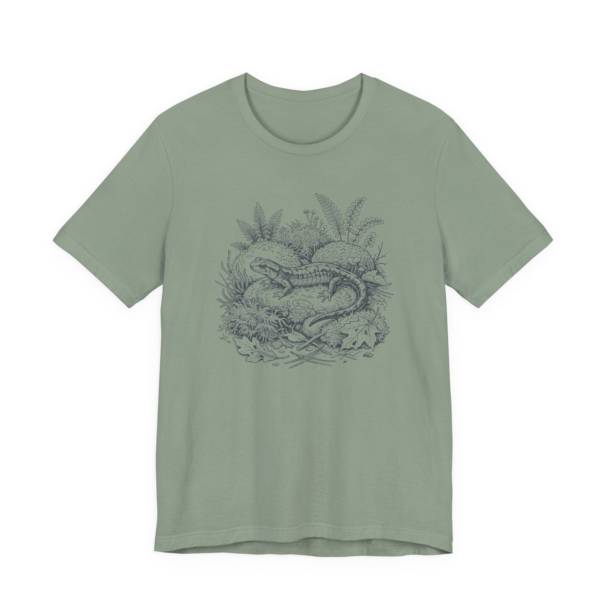 Botanical Salamander Tee on Mossy Rock | Vintage Naturalist Nature Illustration T-Shirt