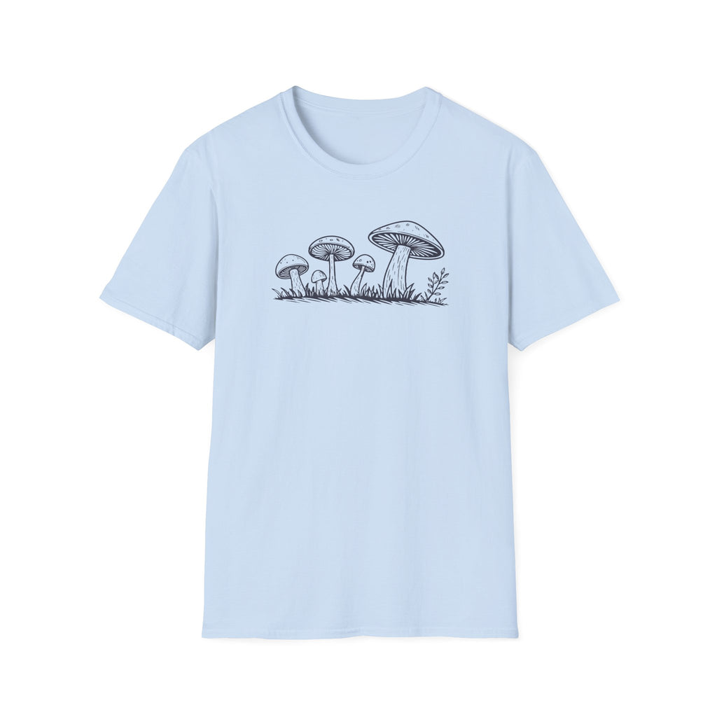 Woodland Mushroom Linocut Style Graphic T-Shirt