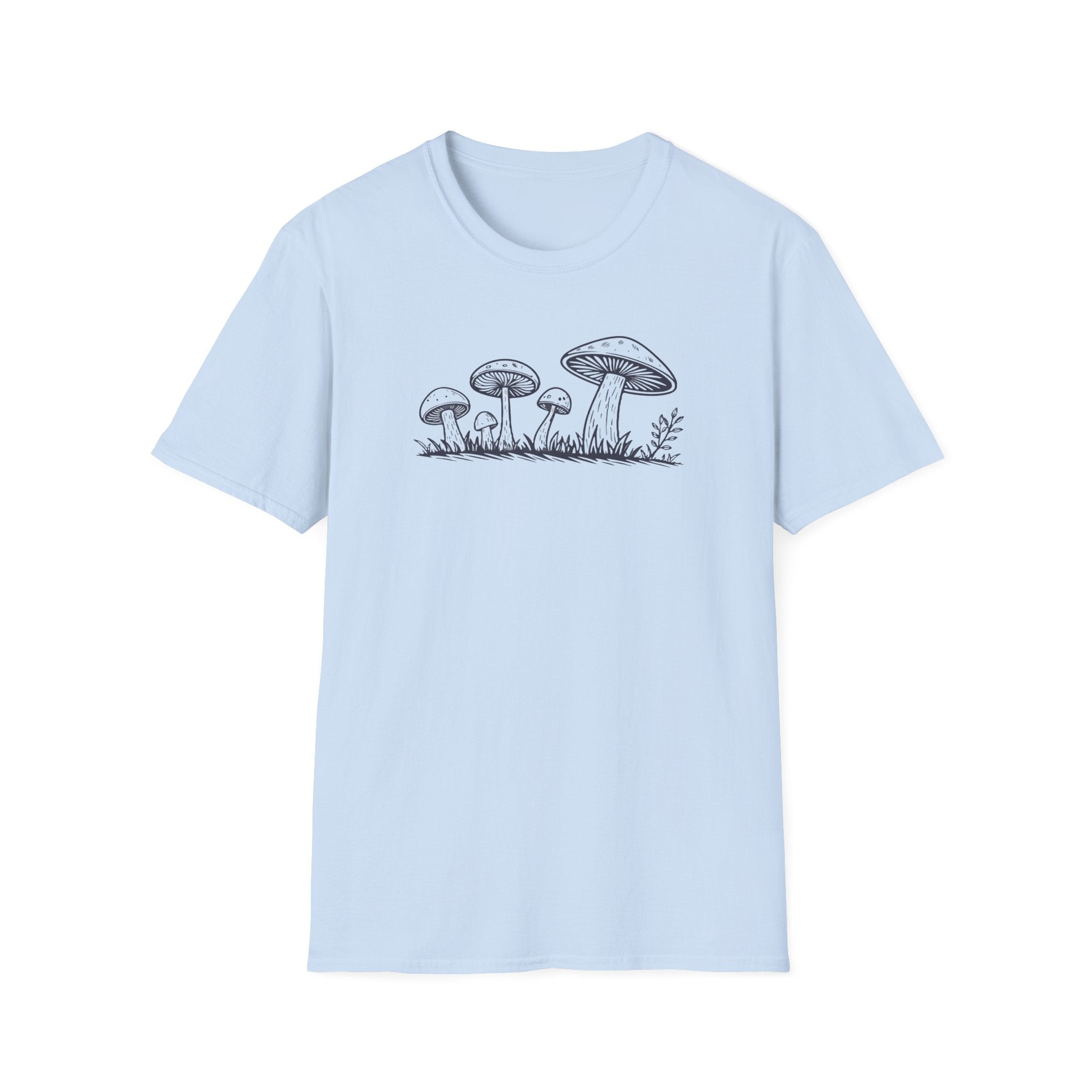 Woodland Mushroom Linocut Style Graphic T-Shirt