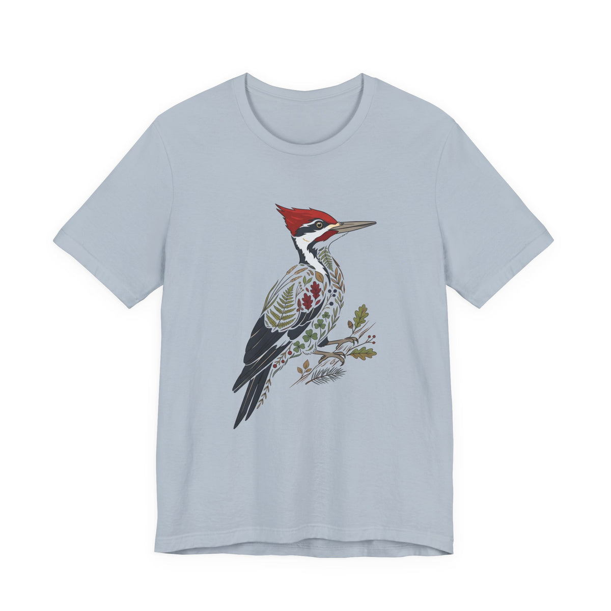 Woodpecker Illustration Tee | Botanical Wildlife Bird T-Shirt