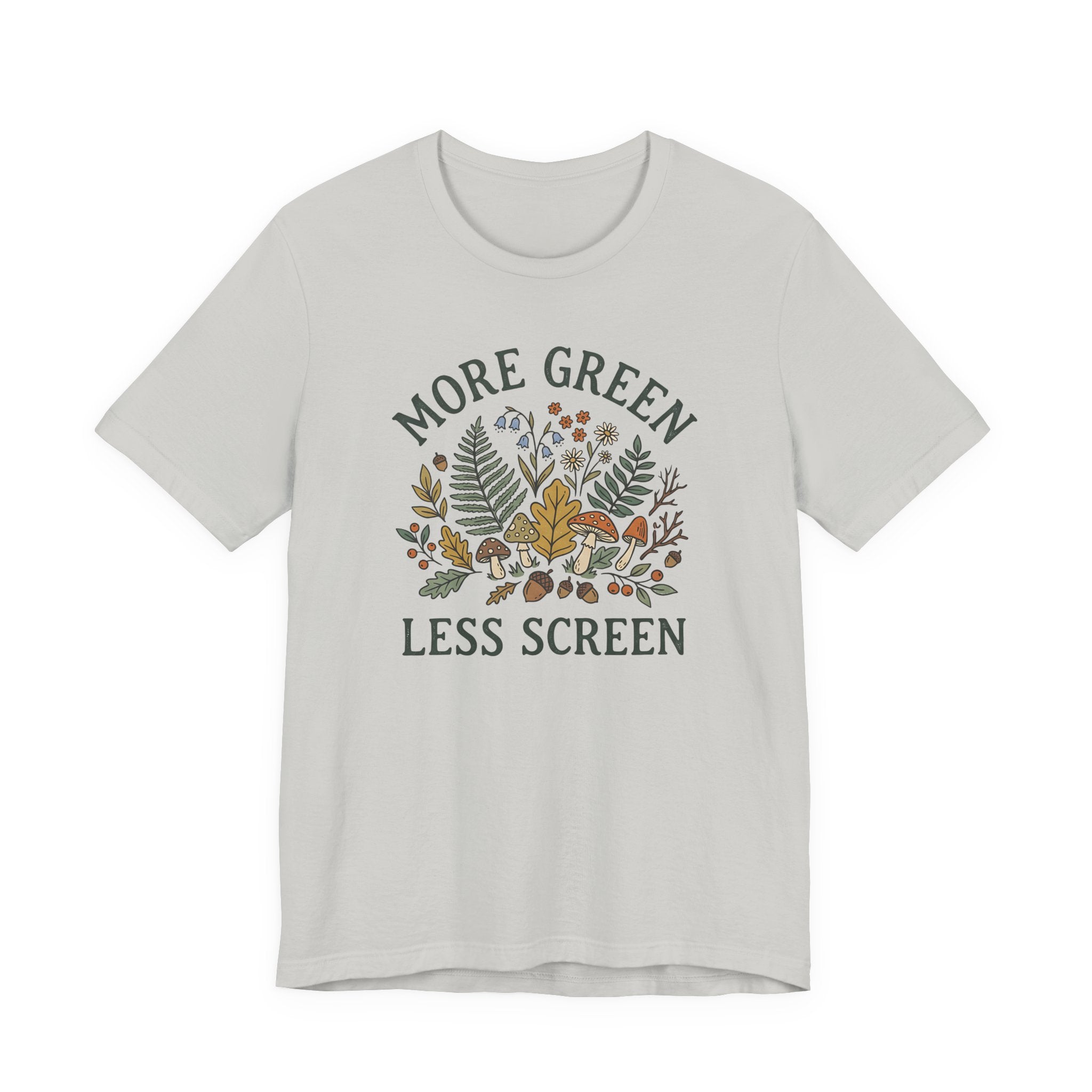 More Green Less Screen Tee | Woodland Folk Art Shirt