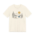 Nature Mountain Lake Tee | Scenic Deer & Pine Tree Graphic T-Shirt