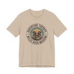 Adventure Therapy Miles Over Medicine T-Shirt | Hiking Boots Retro Badge
