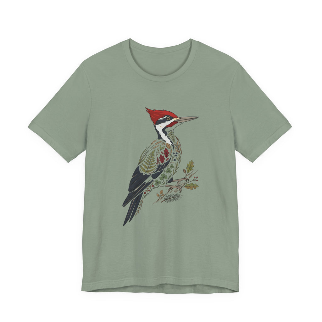 Woodpecker Illustration Tee | Botanical Wildlife Bird T-Shirt