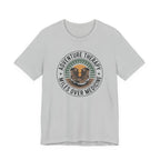 Adventure Therapy Miles Over Medicine T-Shirt | Hiking Boots Retro Badge