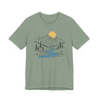 Mountain River Graphic Tee | Sunset Scenic Nature T-Shirt