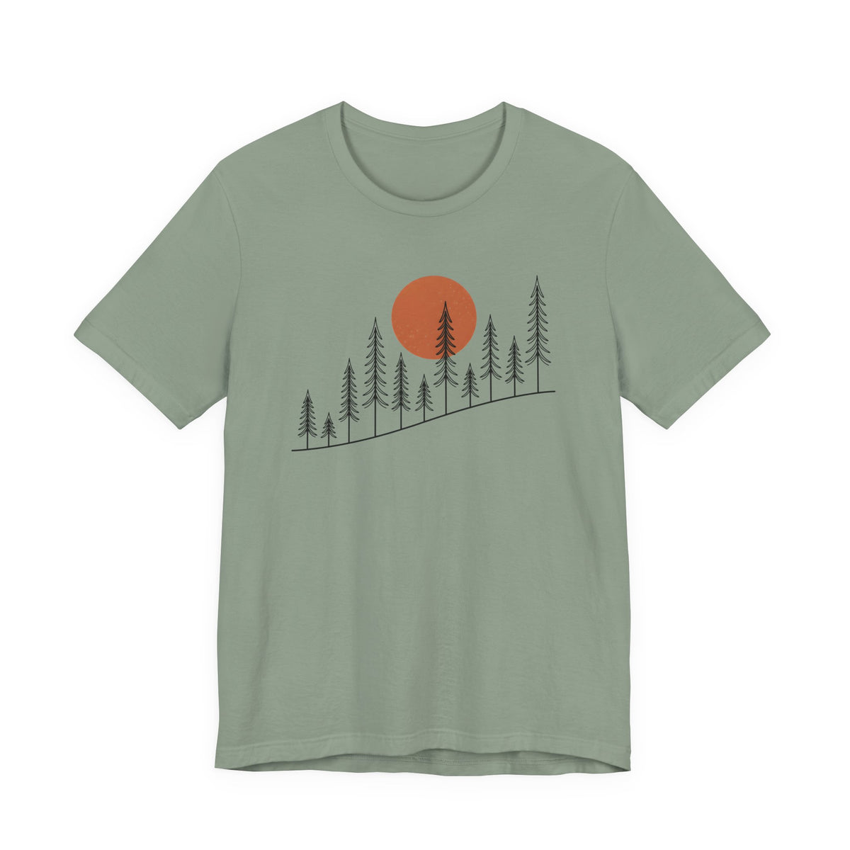 Timber Rise Sunset Tee | Minimal Pine Tree Forest Graphic T-Shirt