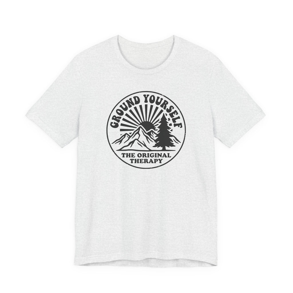 Ground Yourself mountain badge tee | The Original Therapy t-shirt
