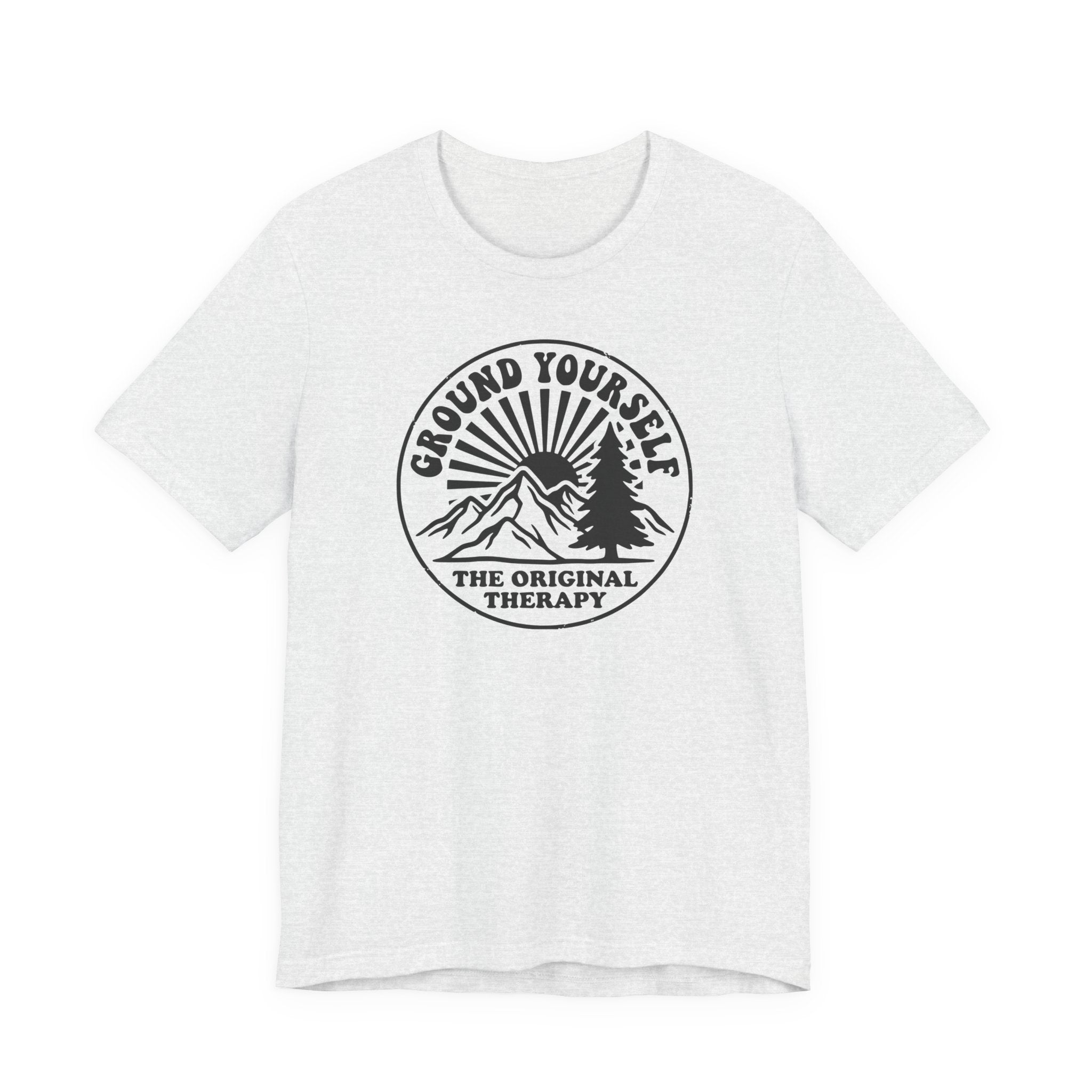 Ground Yourself mountain badge tee | The Original Therapy t-shirt