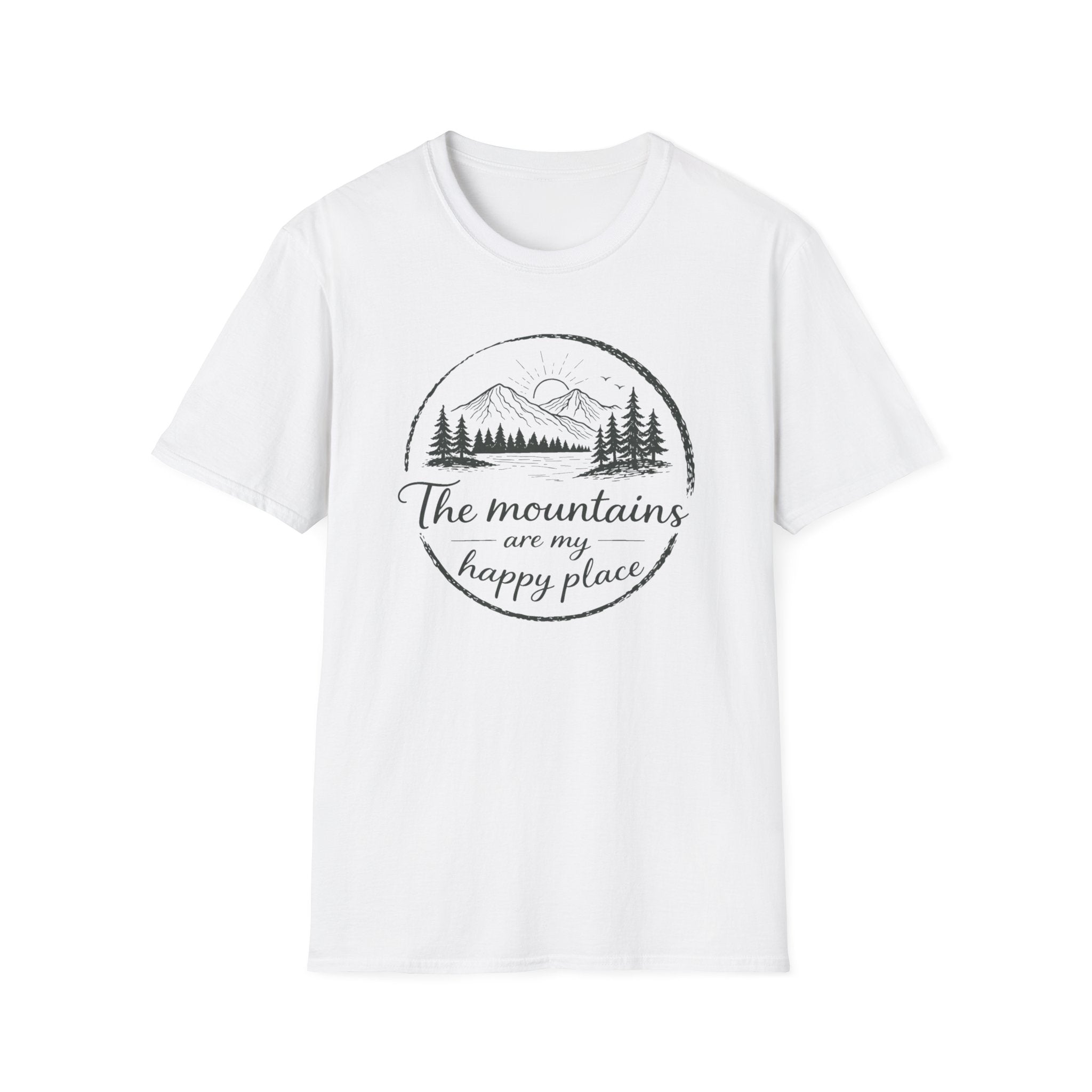 The Mountains are my Happy Place Badge T-Shirt
