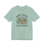More Green Less Screen Tee | Woodland Folk Art Shirt