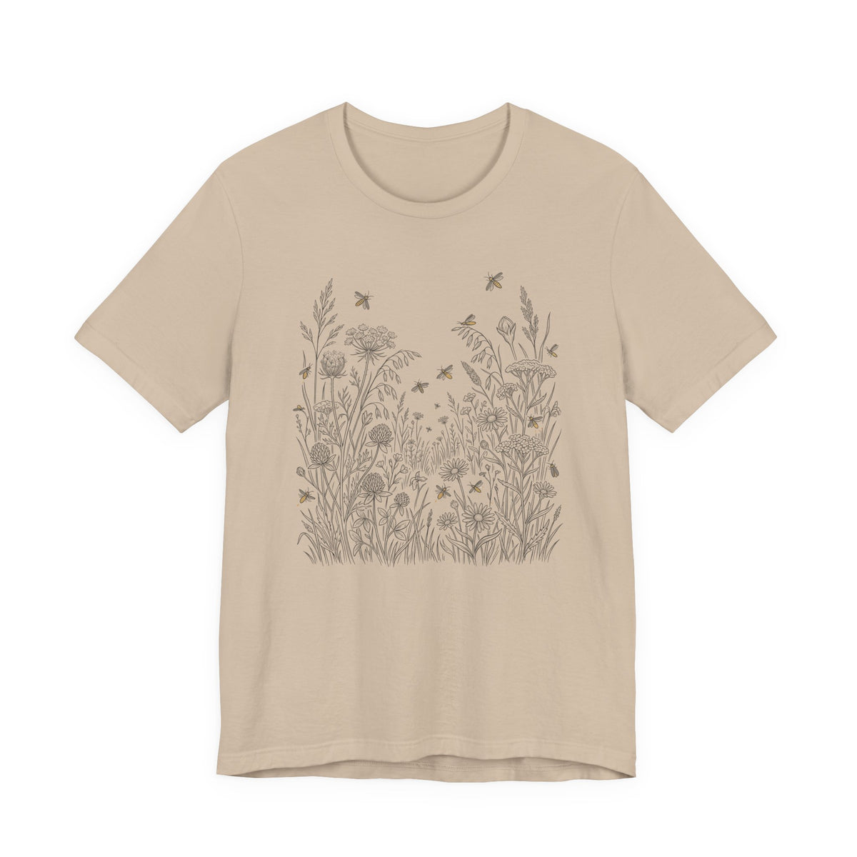 Wildflowers & Fireflies Graphic T-Shirt | Botanical Nature Tee