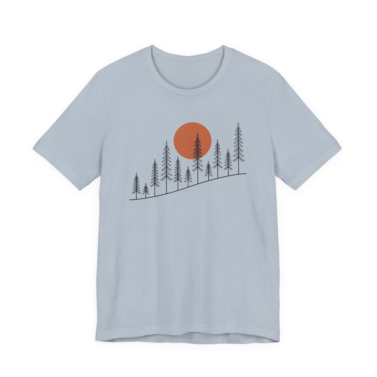 Timber Rise Sunset Tee | Minimal Pine Tree Forest Graphic T-Shirt