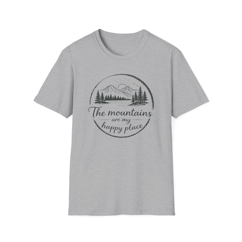 The Mountains are my Happy Place Badge T-Shirt