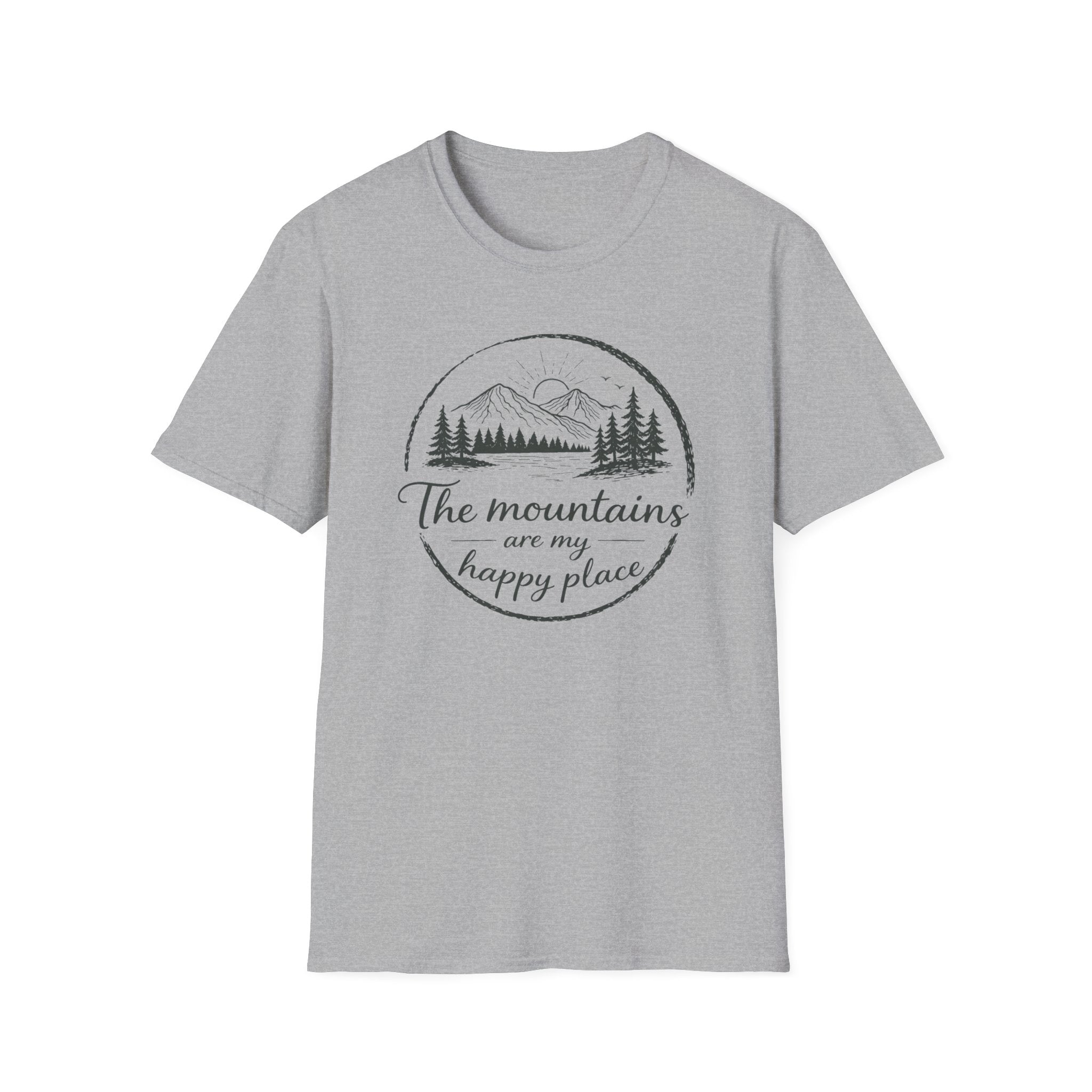 The Mountains are my Happy Place Badge T-Shirt