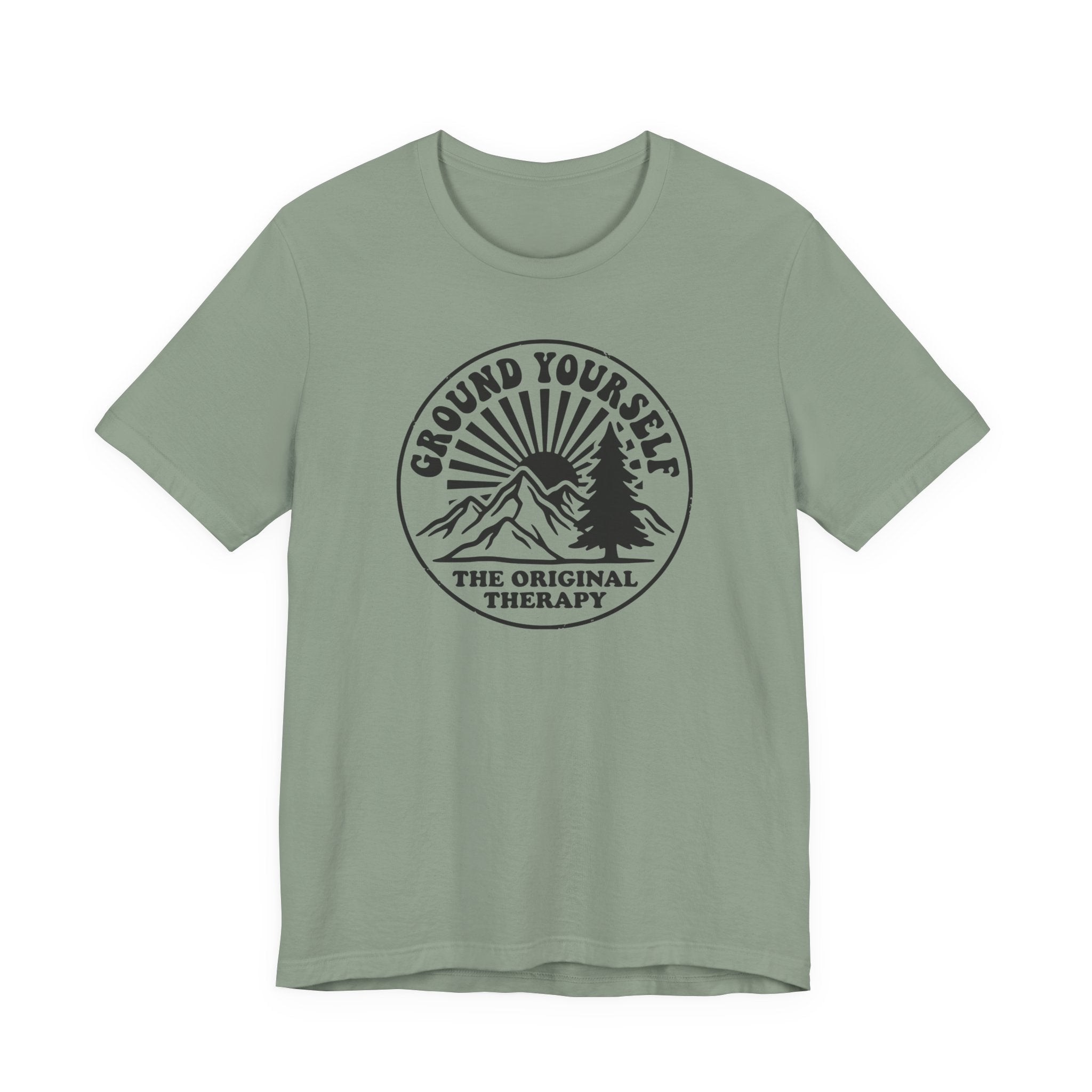 Ground Yourself mountain badge tee | The Original Therapy t-shirt